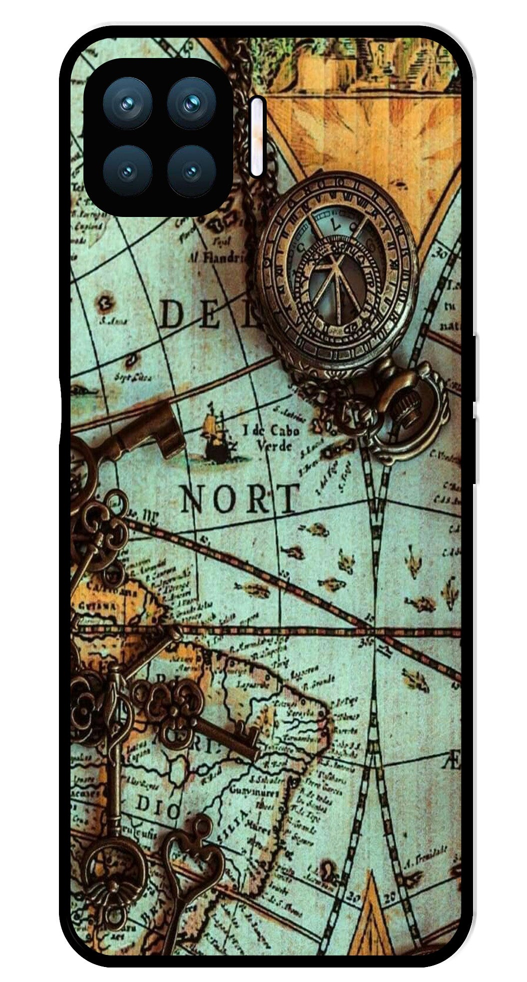 Map Design Metal Mobile Case for Oppo F17 Pro (Design No -54)