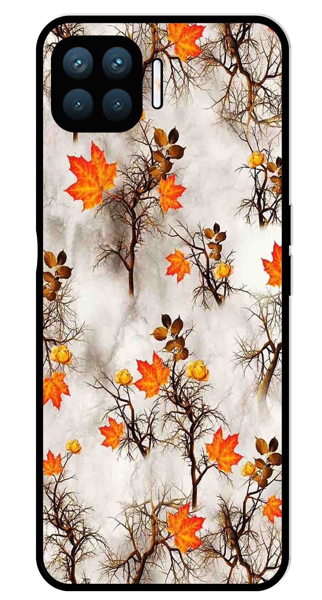Autumn leaves Metal Mobile Case for Oppo A93 (Design No -55)