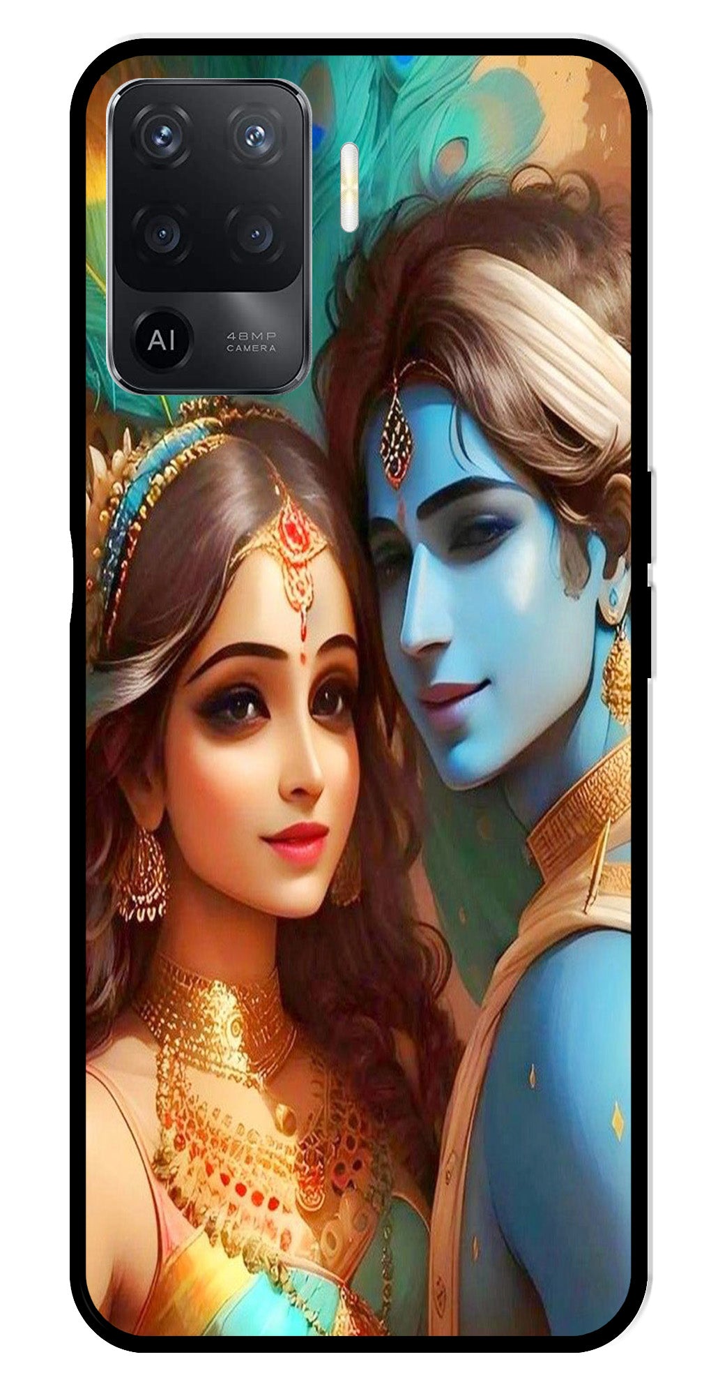 Lord Radha Krishna Metal Mobile Case for Oppo Reno5 F Lord Radha Krishna Metal Mobile Case for Oppo Reno5 F (Design No -01)