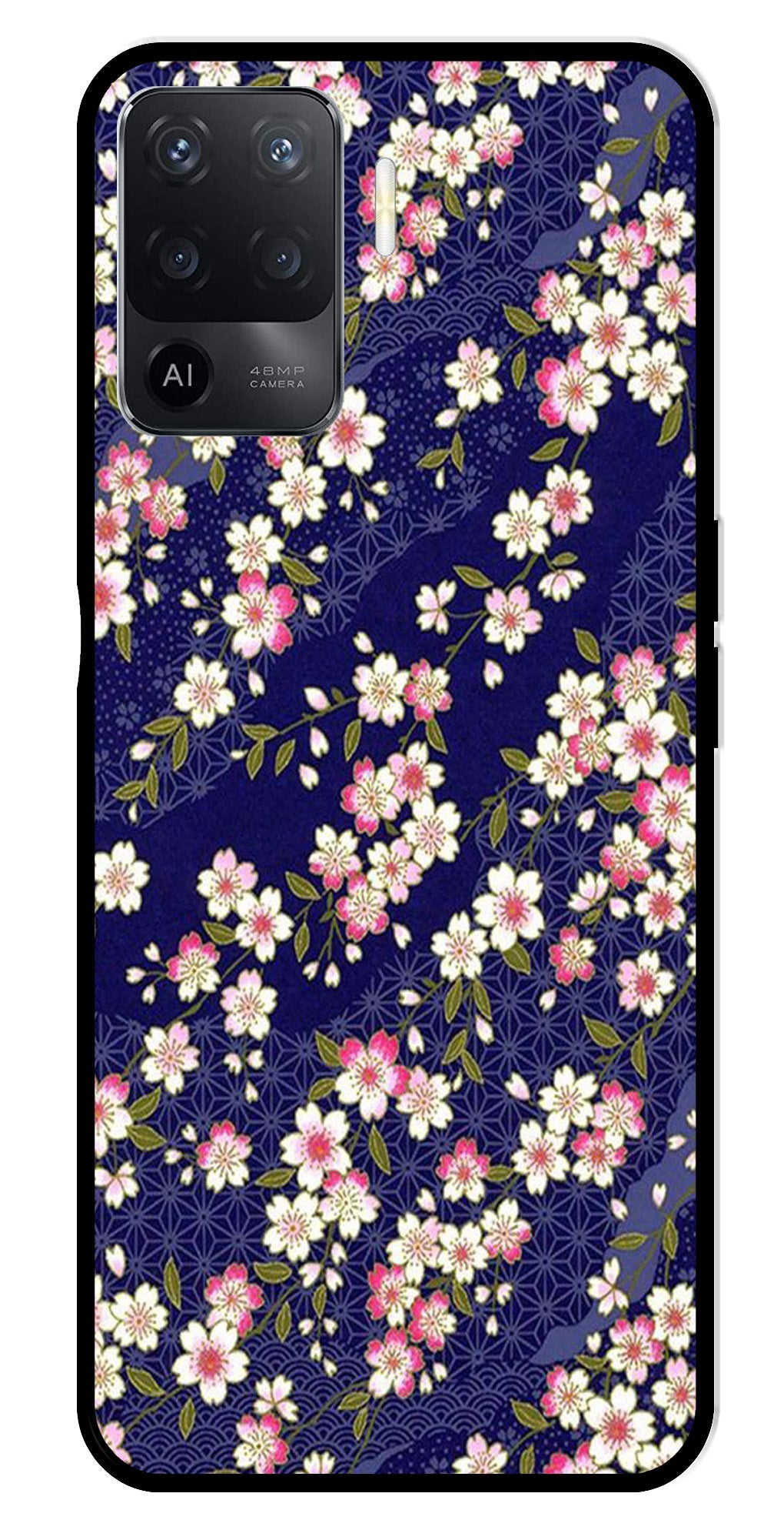 Flower Design Metal Mobile Case for Oppo Reno5 F Flower Design Metal Mobile Case for Oppo Reno5 F (Design No -25)
