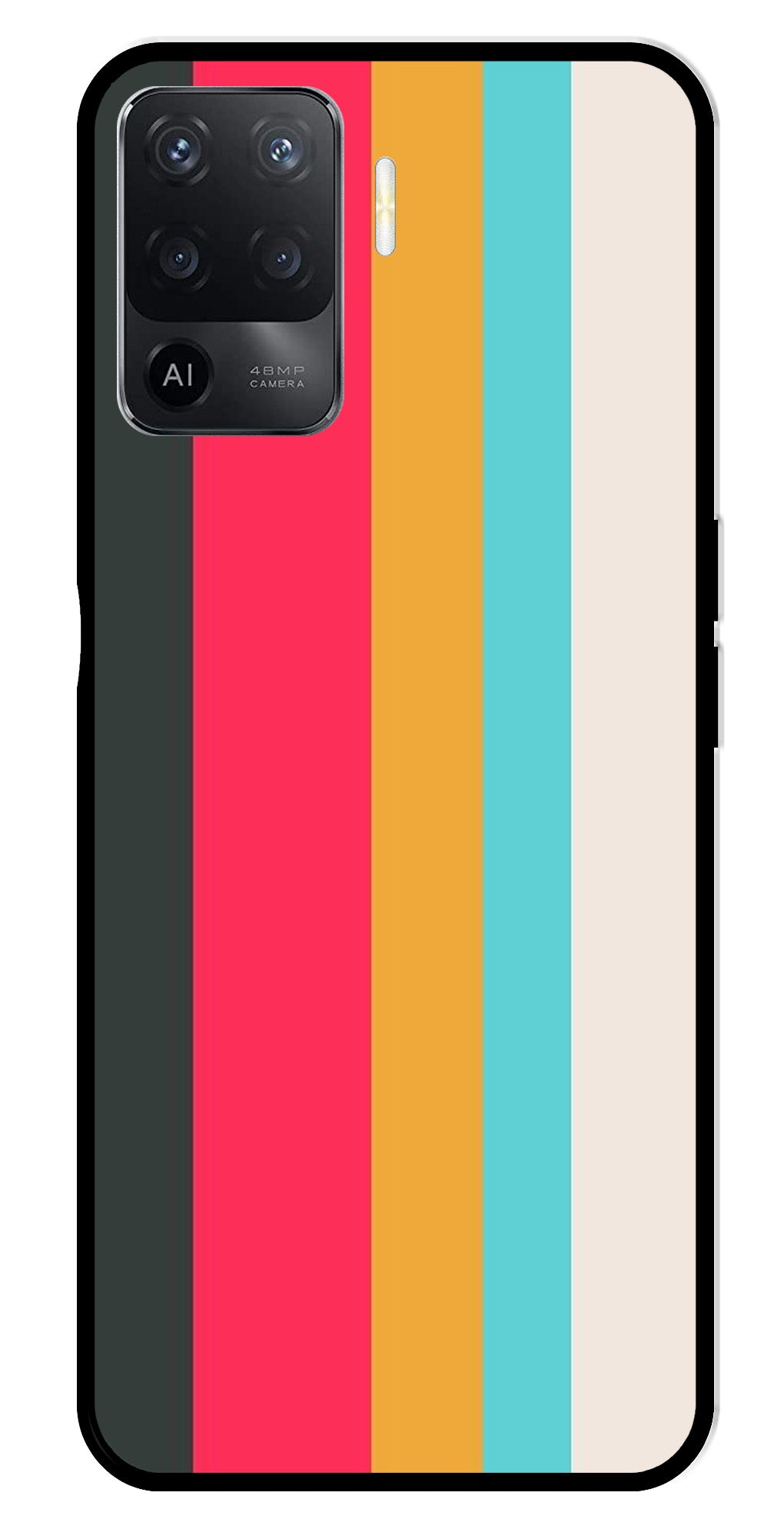 Muted Rainbow Metal Mobile Case for Oppo Reno5 F Muted Rainbow Metal Mobile Case for Oppo Reno5 F (Design No -31)