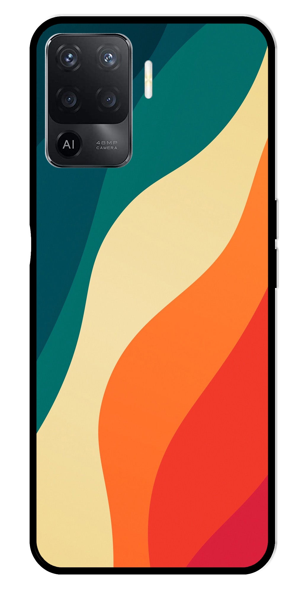 Muted Rainbow Metal Mobile Case for Oppo Reno5 F Muted Rainbow Metal Mobile Case for Oppo Reno5 F (Design No -39)