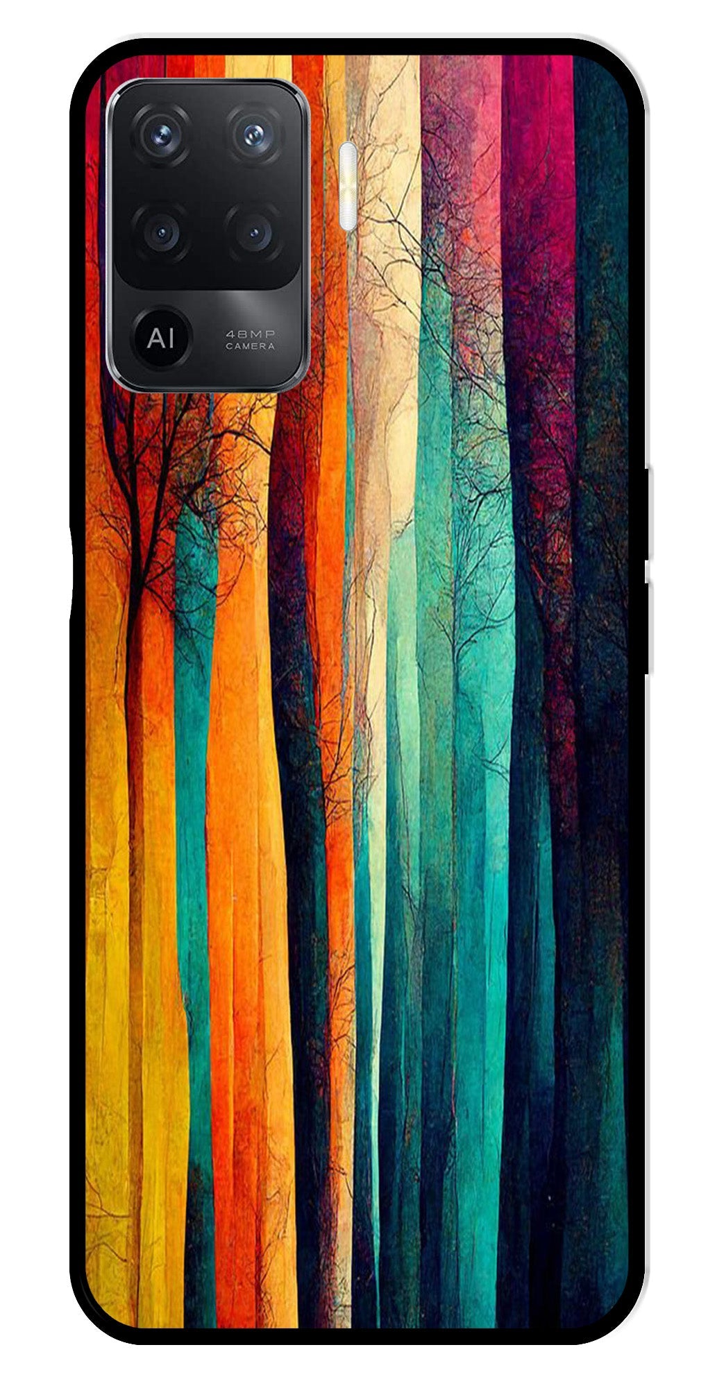Modern Art Colorful Metal Mobile Case for Oppo Reno5 F Modern Art Colorful Metal Mobile Case for Oppo Reno5 F (Design No -47)