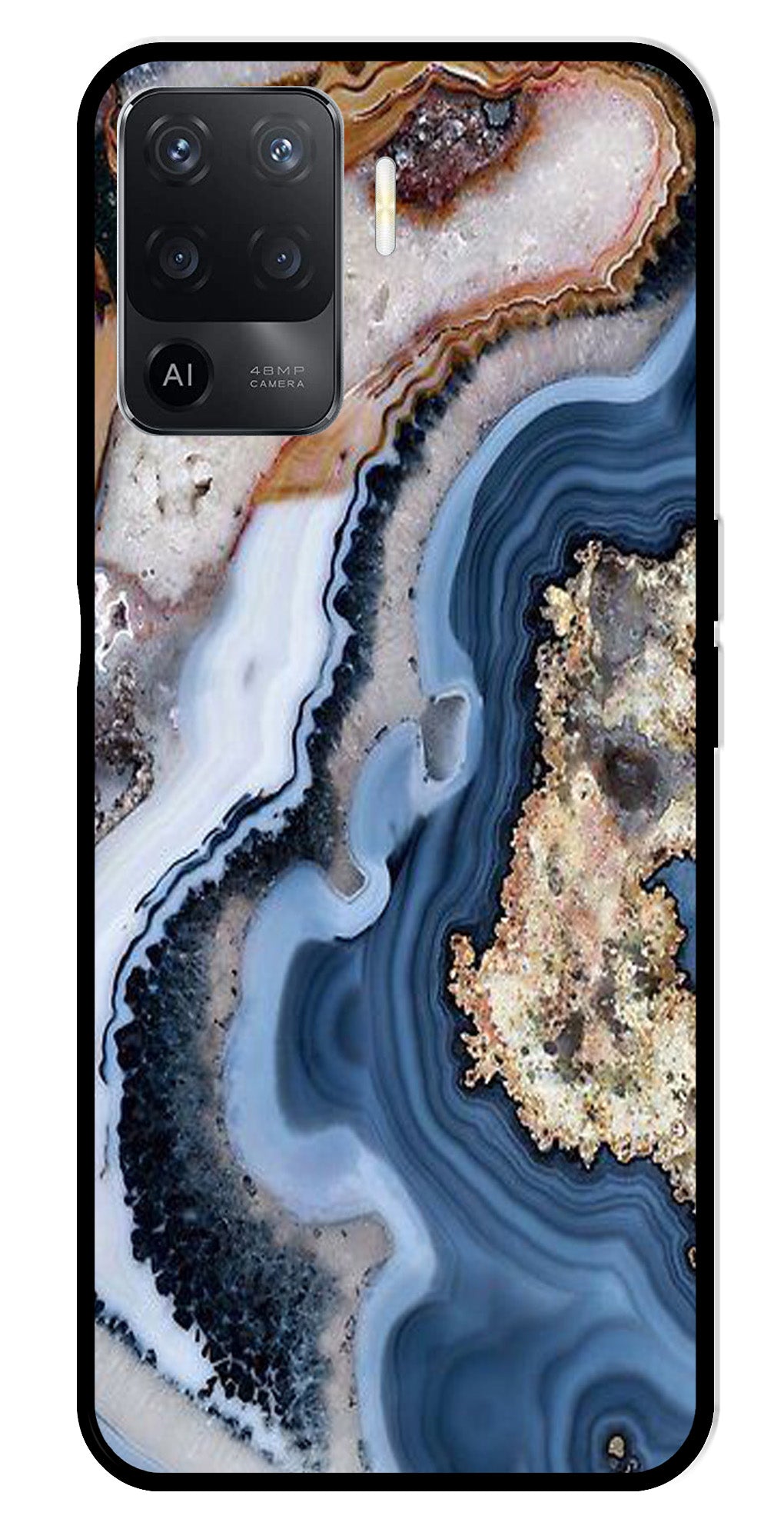 Marble Design Metal Mobile Case for Oppo A94 (Design No -53)