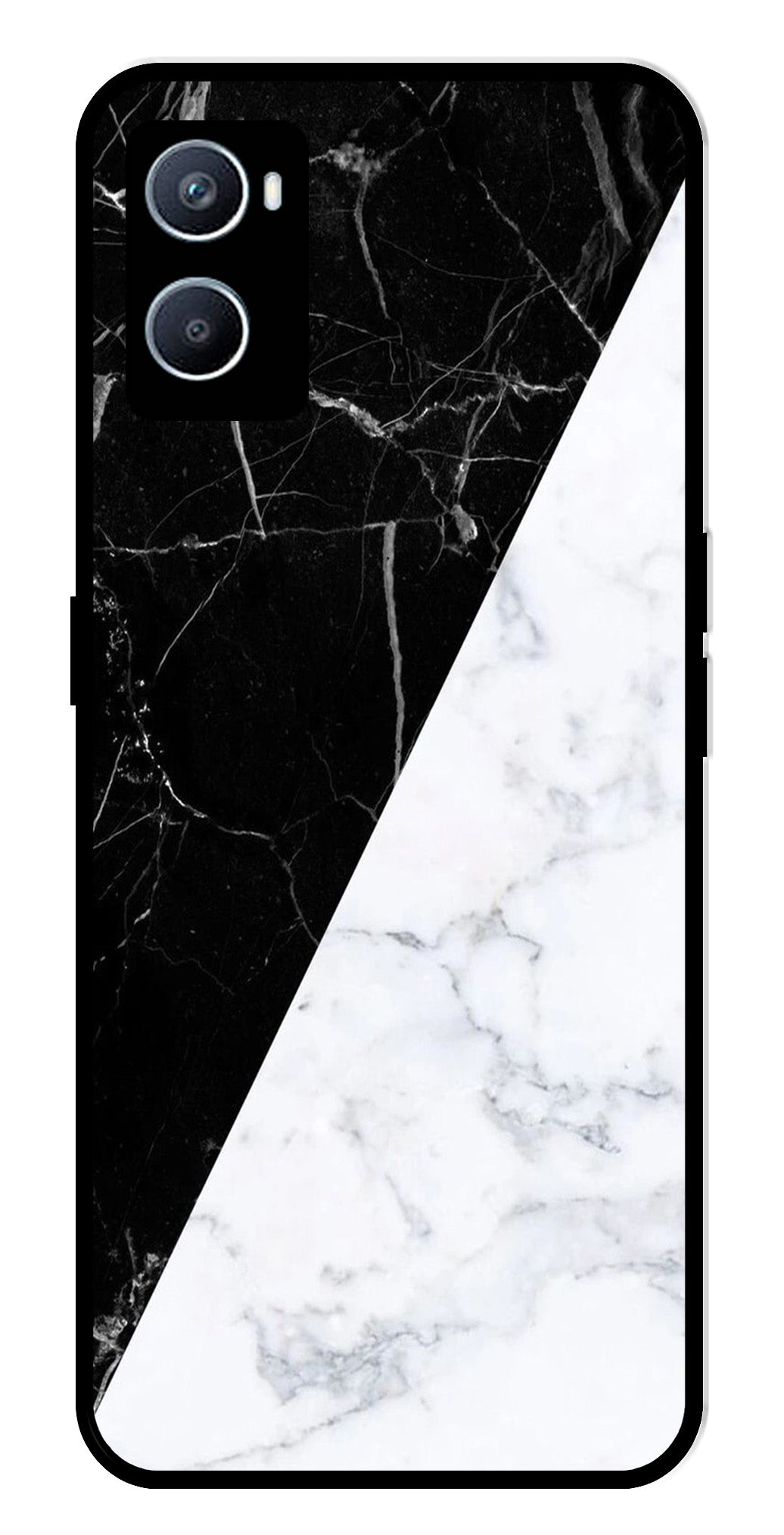 Black White Marble Design Metal Mobile Case for Oppo A96 Black White Marble Design Metal Mobile Case for Oppo A96 (Design No -09)