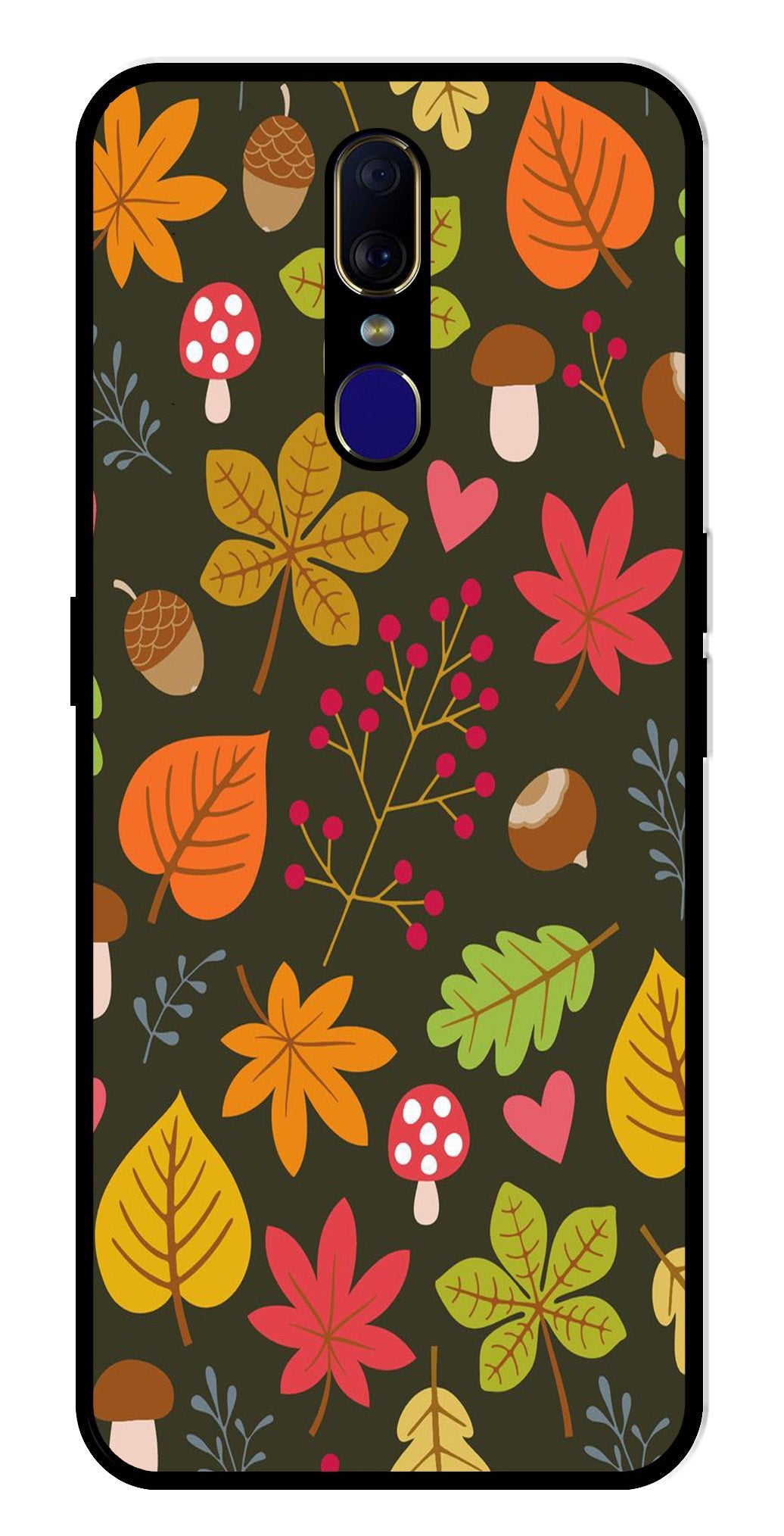 Leaves Design Metal Mobile Case for Oppo F11 (Design No -51)