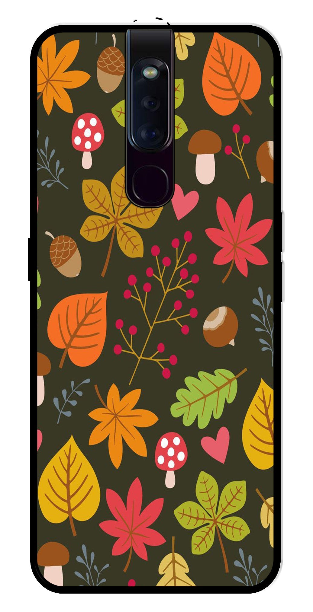 Leaves Design Metal Mobile Case for Oppo F11 Pro (Design No -51)