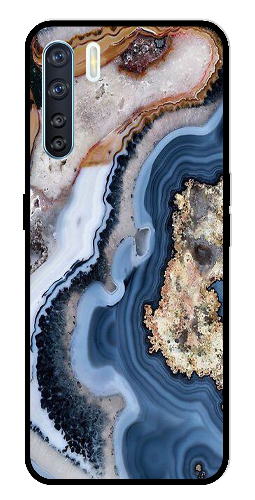 Marble Design Metal Mobile Case for Oppo F15 (Design No -53)