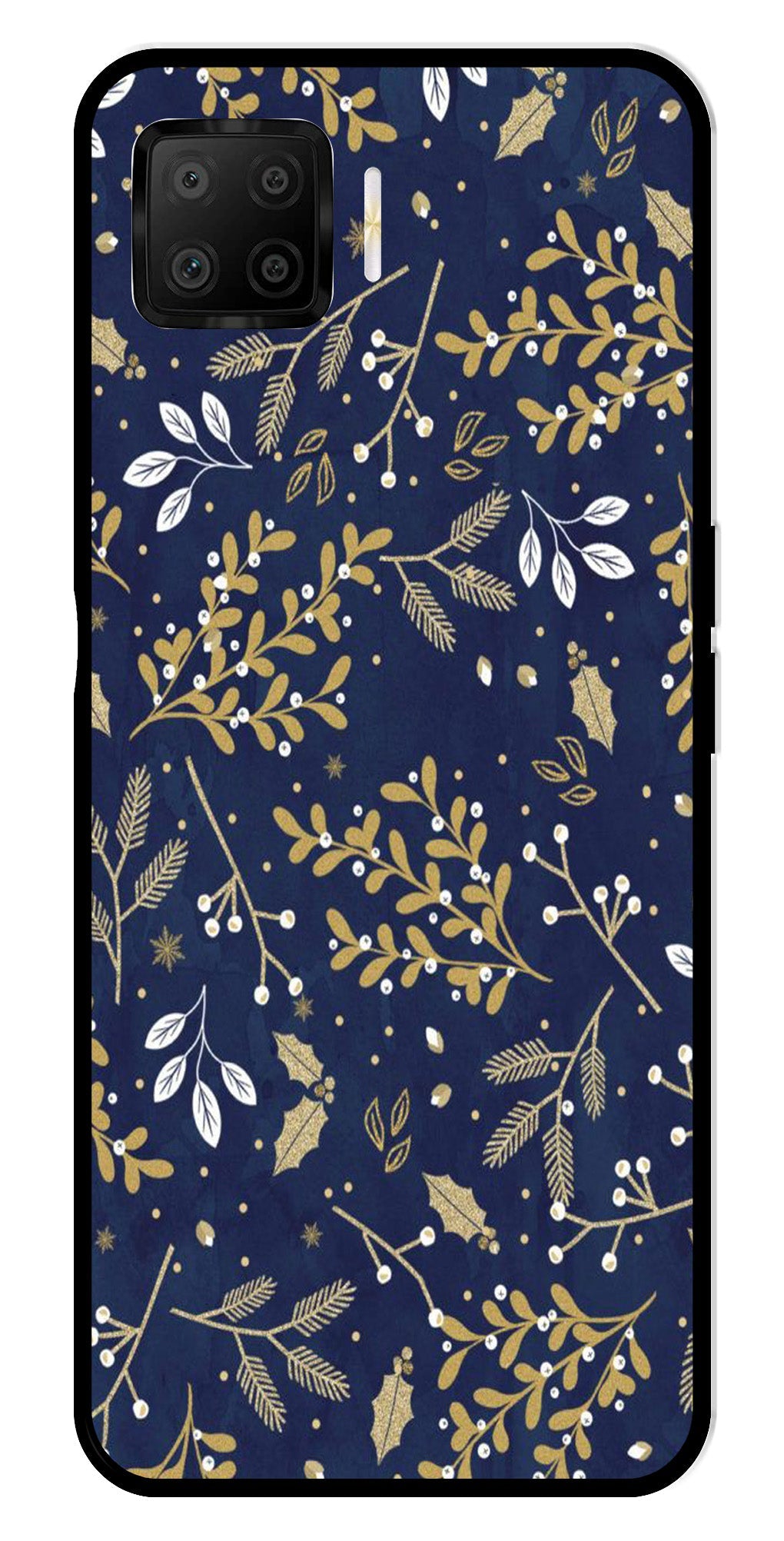Floral Pattern Metal Mobile Case for Oppo F17 (Design No -52)