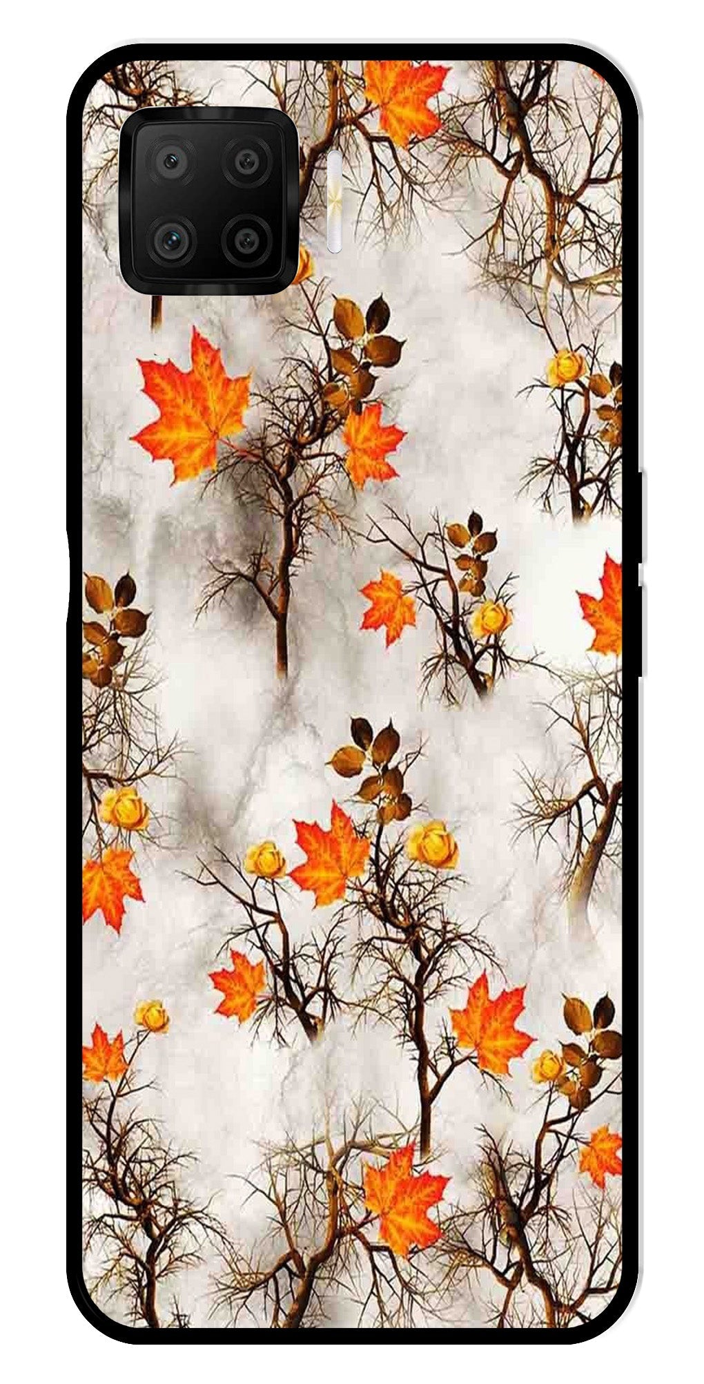 Autumn leaves Metal Mobile Case for Oppo F17 (Design No -55)