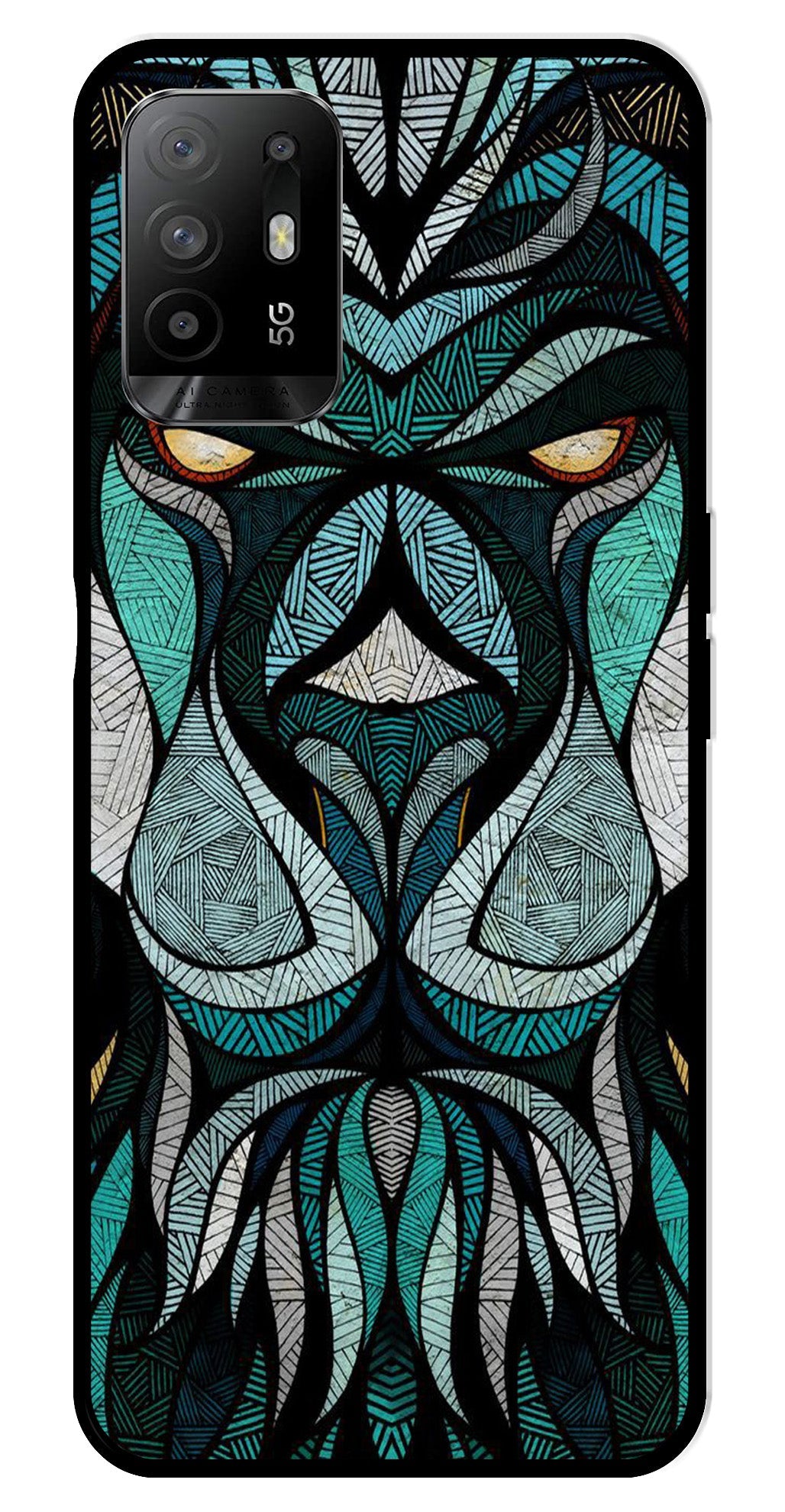 Lion Pattern Metal Mobile Case for Oppo F19 Pro Plus Lion Pattern Metal Mobile Case for Oppo F19 Pro Plus (Design No -40)