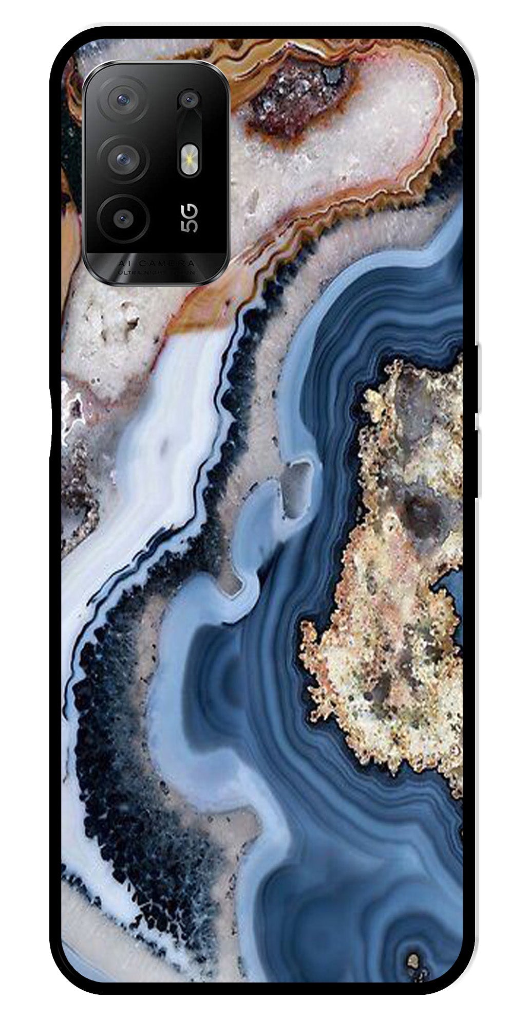 Marble Design Metal Mobile Case for Oppo A95 (Design No -53)
