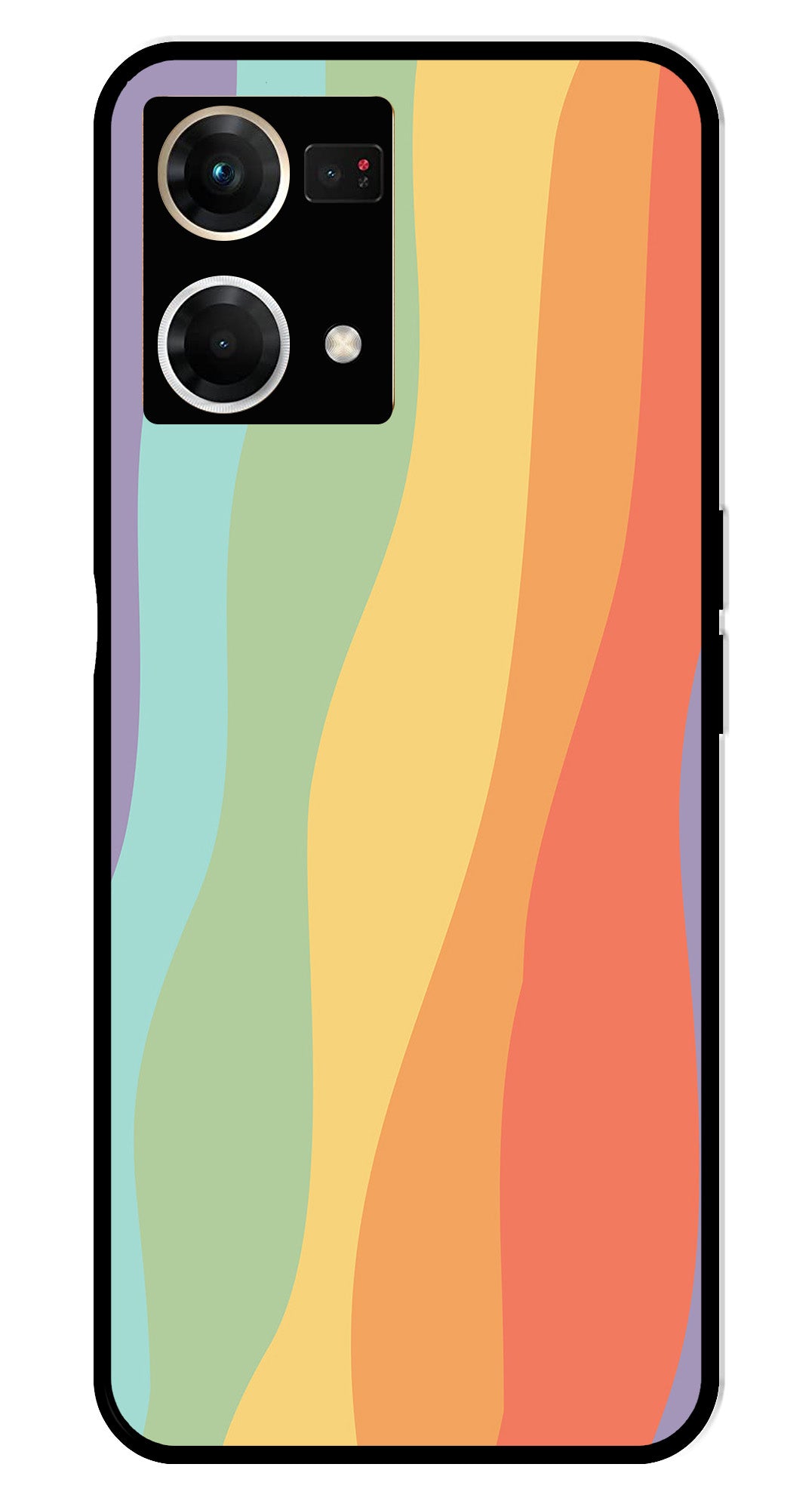 Muted Rainbow Metal Mobile Case for Oppo F21 Pro Muted Rainbow Metal Mobile Case for Oppo F21 Pro (Design No -02)
