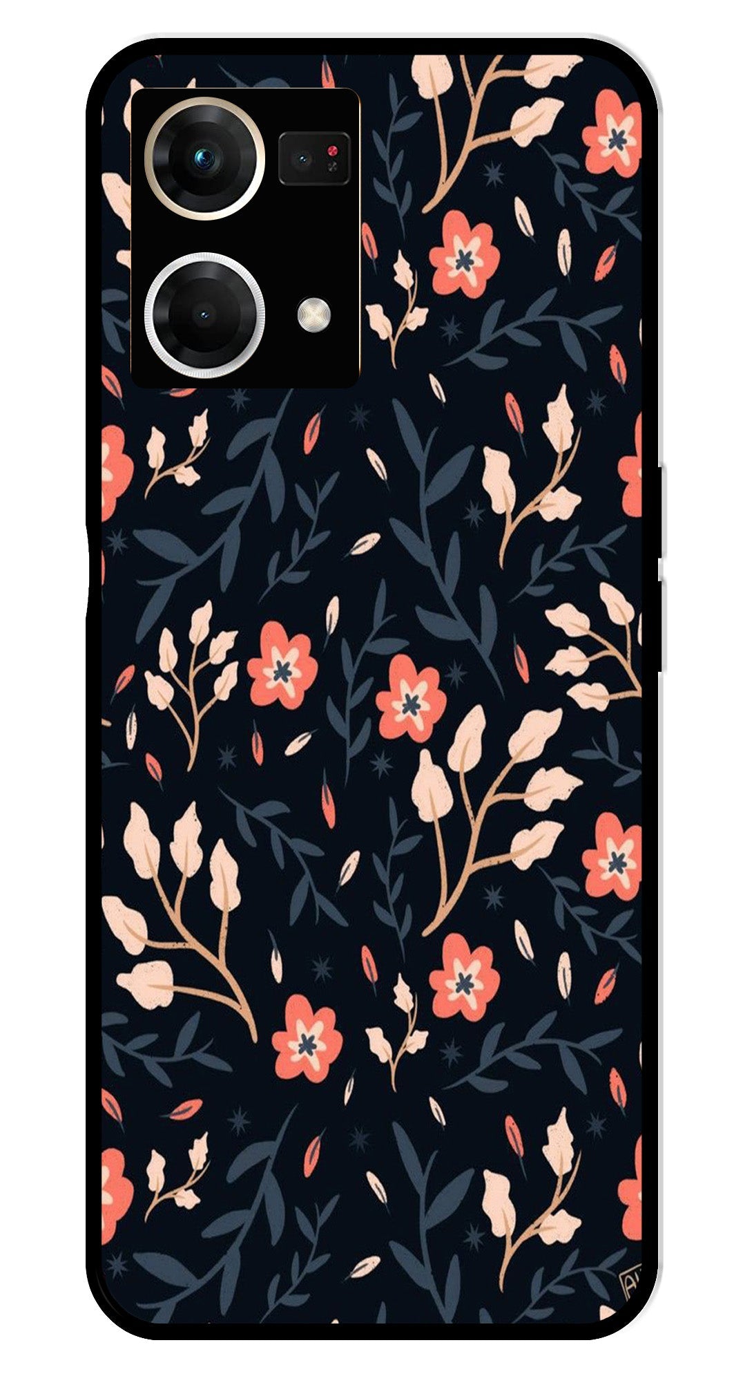 Floral Pattern Metal Mobile Case for Oppo F21 Pro Floral Pattern Metal Mobile Case for Oppo F21 Pro (Design No -10)