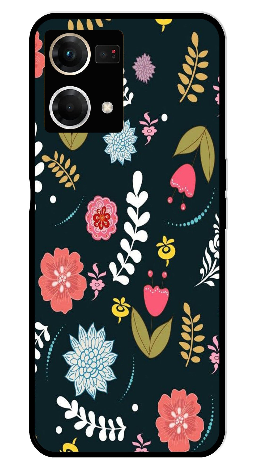 Floral Pattern2 Metal Mobile Case for Oppo F21 Pro Floral Pattern2 Metal Mobile Case for Oppo F21 Pro (Design No -12)