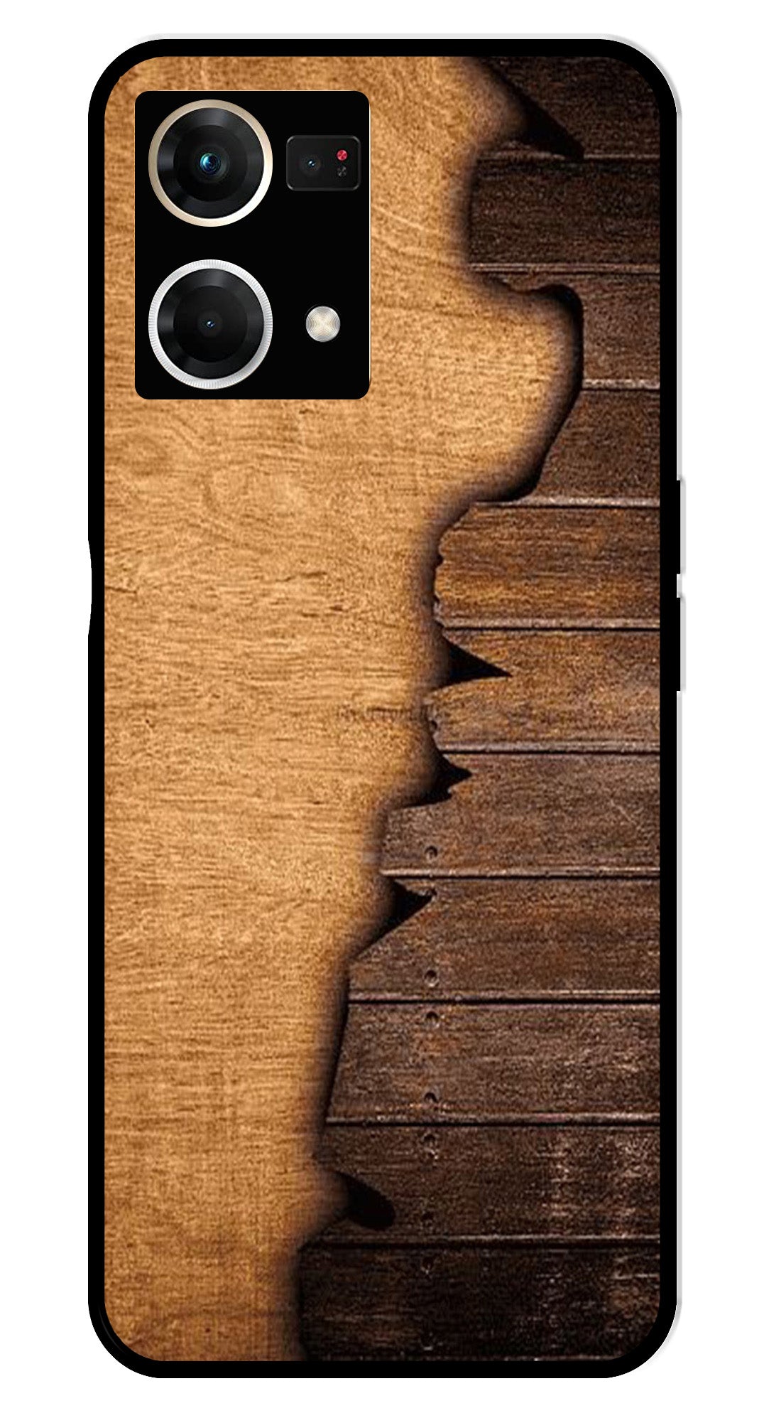 Wooden Design Metal Mobile Case for Oppo F21 Pro Wooden Design Metal Mobile Case for Oppo F21 Pro (Design No -13)