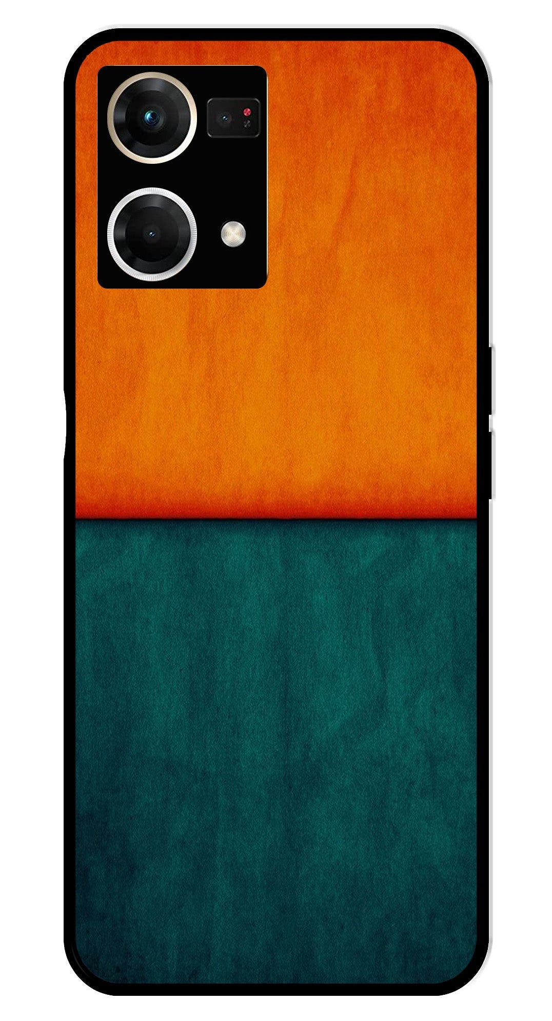 Orange Green Pattern Metal Mobile Case for Oppo F21 Pro Orange Green Pattern Metal Mobile Case for Oppo F21 Pro (Design No -45)