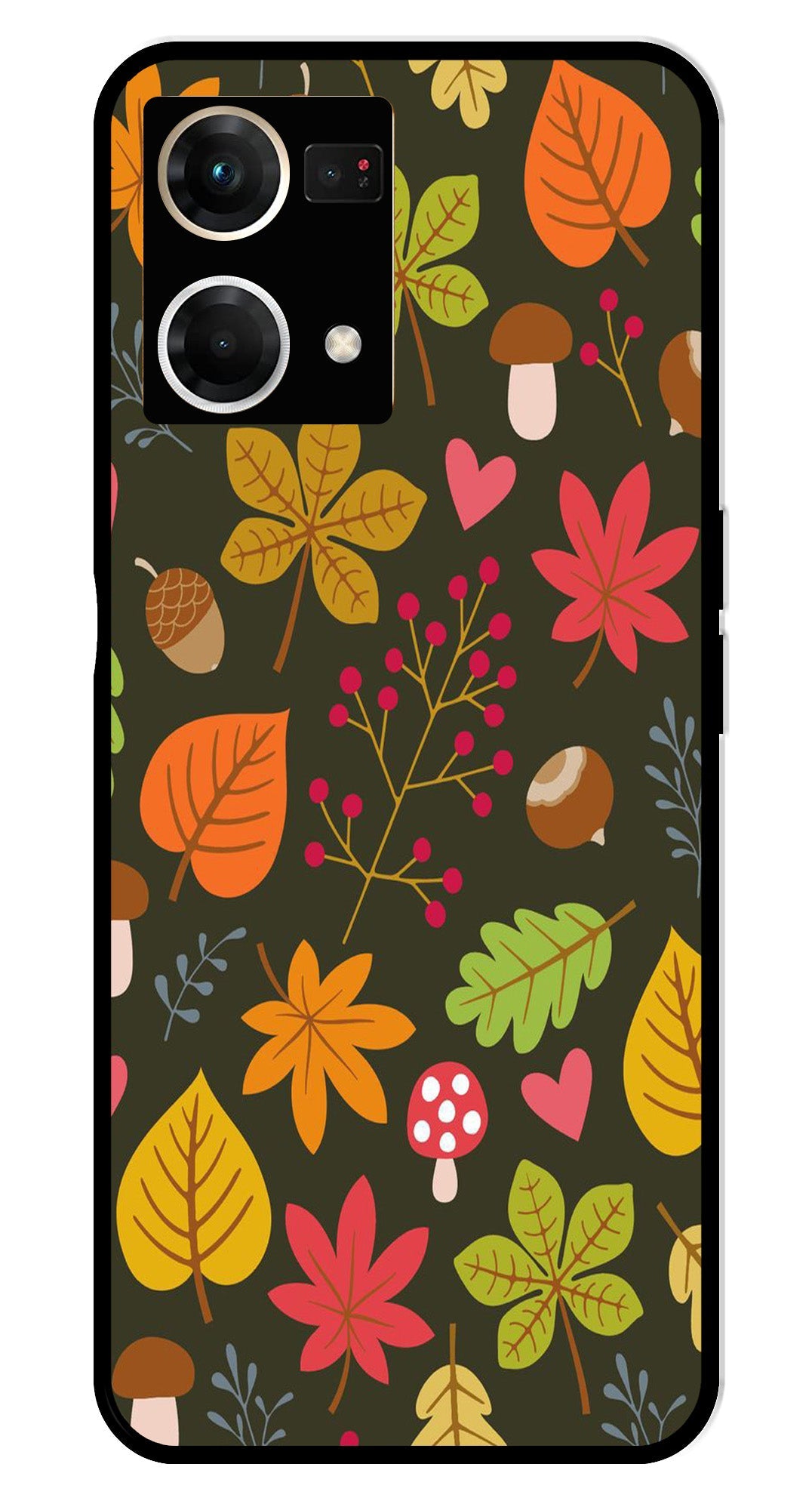 Leaves Design Metal Mobile Case for Oppo F21 Pro (Design No -51)