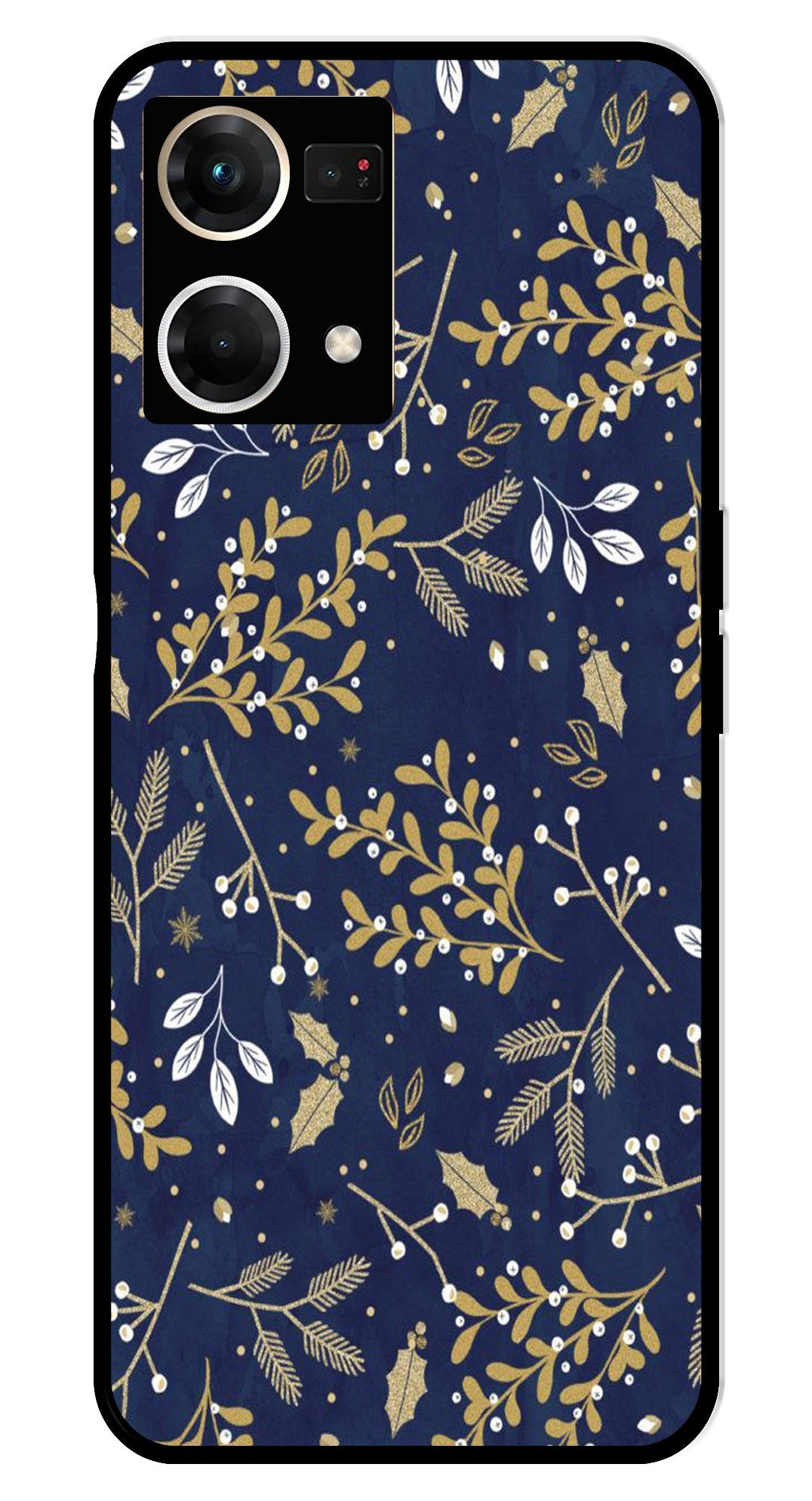 Floral Pattern Metal Mobile Case for Oppo F21 Pro (Design No -52)