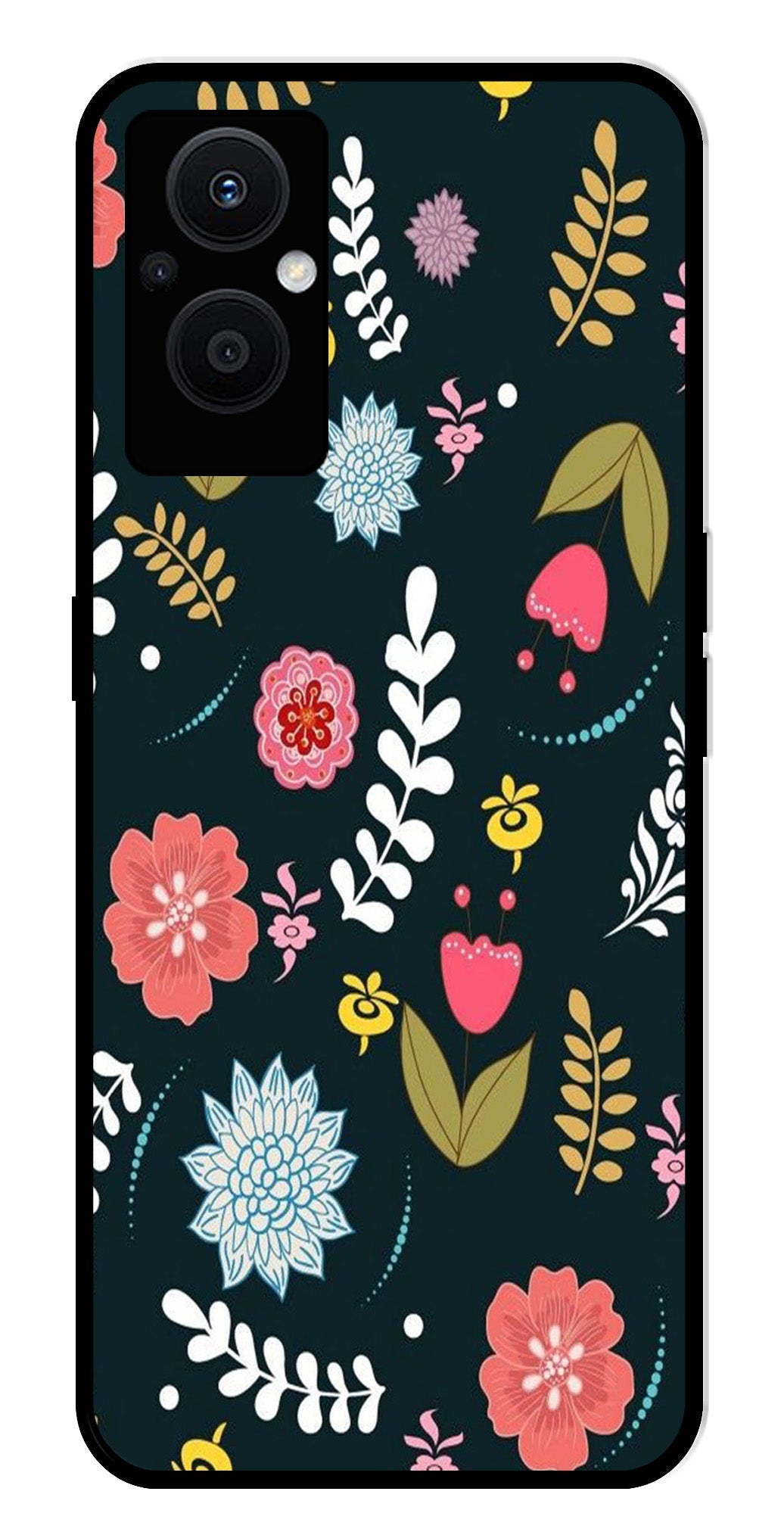 Floral Pattern2 Metal Mobile Case for Oppo F21 Pro 5G Floral Pattern2 Metal Mobile Case for Oppo F21 Pro 5G (Design No -12)