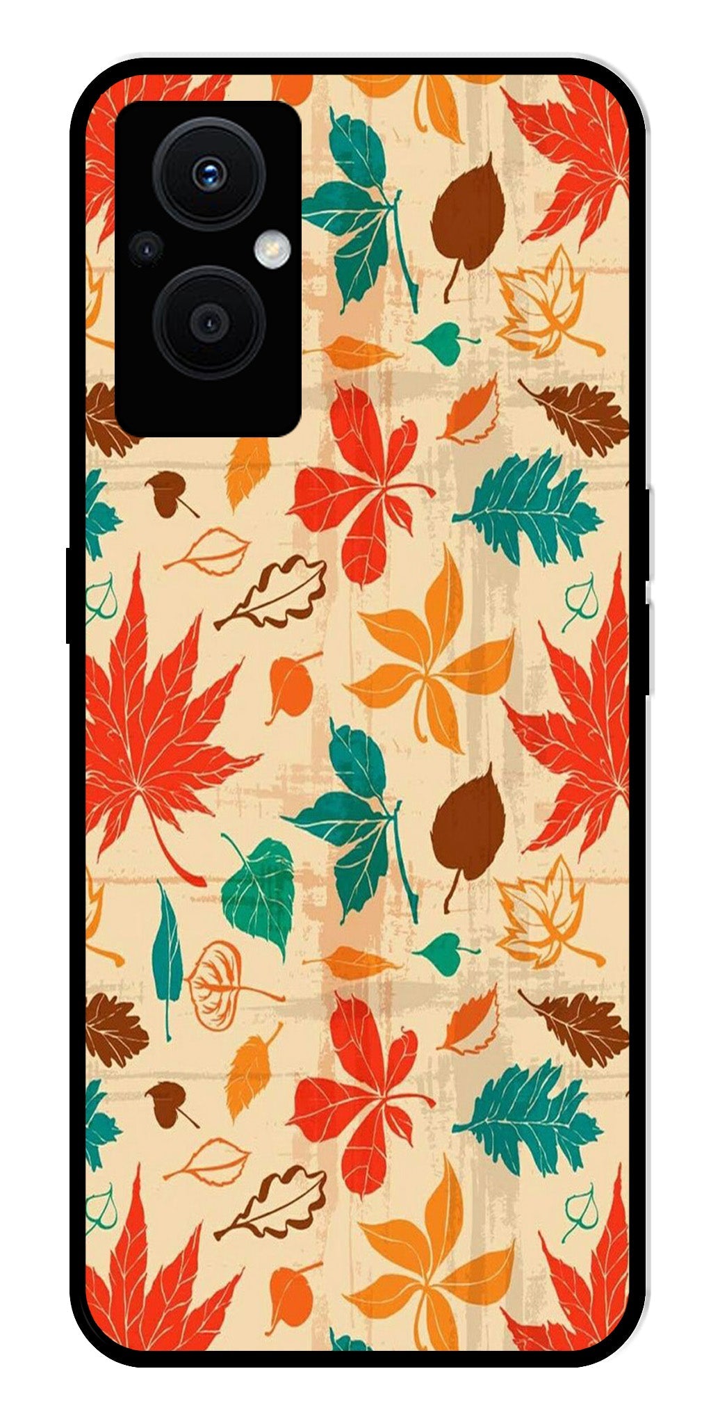 Leafs Design Metal Mobile Case for Oppo F21 Pro 5G Leafs Design Metal Mobile Case for Oppo F21 Pro 5G (Design No -14)