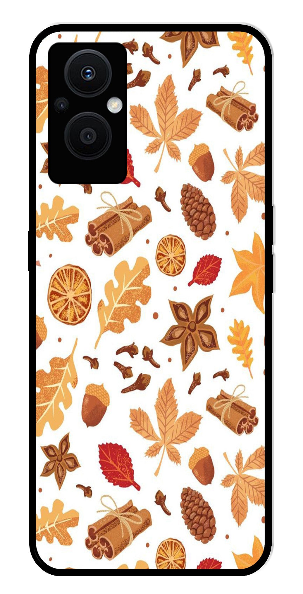 Autumn Leaf Metal Mobile Case for Oppo F21 Pro 5G Autumn Leaf Metal Mobile Case for Oppo F21 Pro 5G (Design No -19)