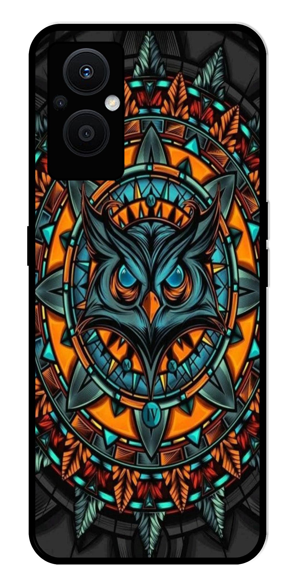 Owl Pattern Metal Mobile Case for Oppo F21 Pro 5G Owl Pattern Metal Mobile Case for Oppo F21 Pro 5G (Design No -42)