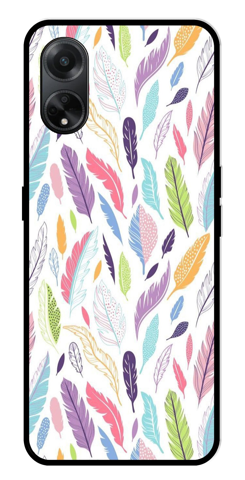 Colorful Feathers Metal Mobile Case for Oppo F23 5G Colorful Feathers Metal Mobile Case for Oppo F23 5G (Design No -06)