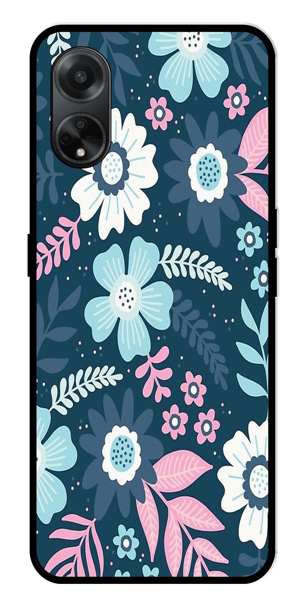 Flower Leaves Design Metal Mobile Case for Oppo F23 5G (Design No -50)