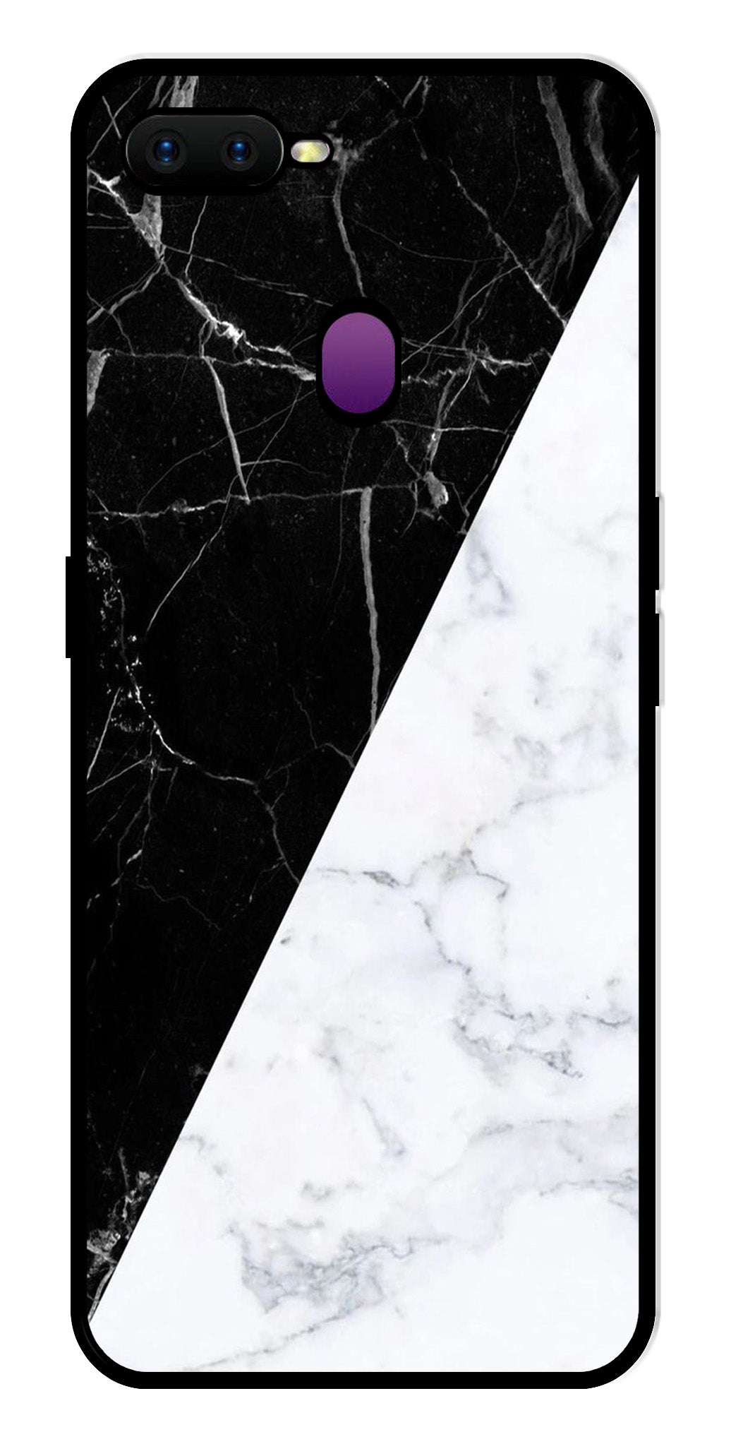 Black White Marble Design Metal Mobile Case for Oppo F9 Black White Marble Design Metal Mobile Case for Oppo F9 (Design No -09)