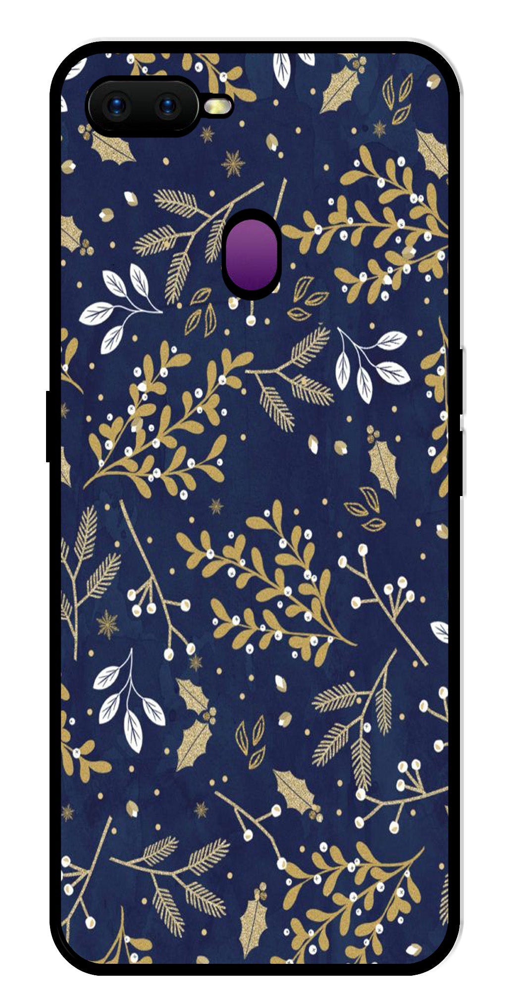 Floral Pattern Metal Mobile Case for Oppo F9 (Design No -52)