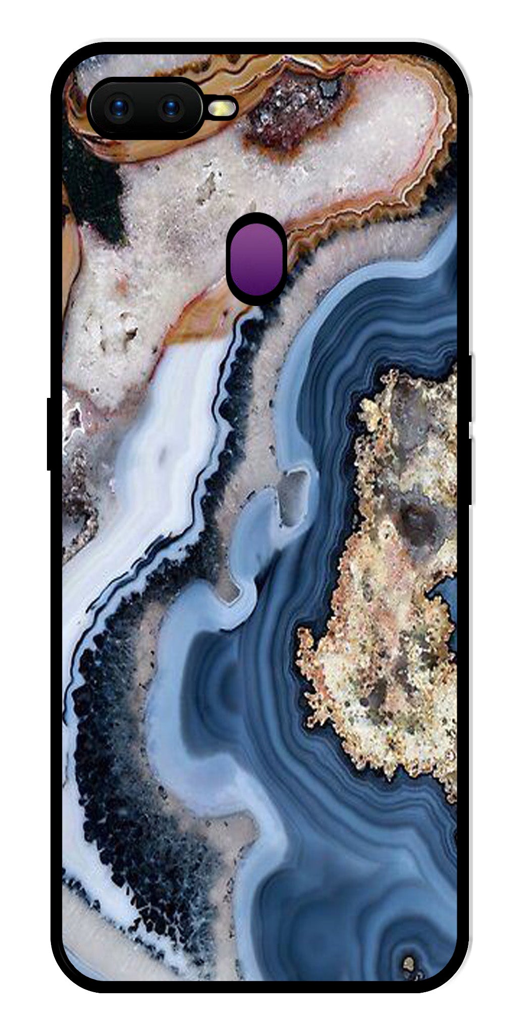 Marble Design Metal Mobile Case for Oppo F9 (Design No -53)
