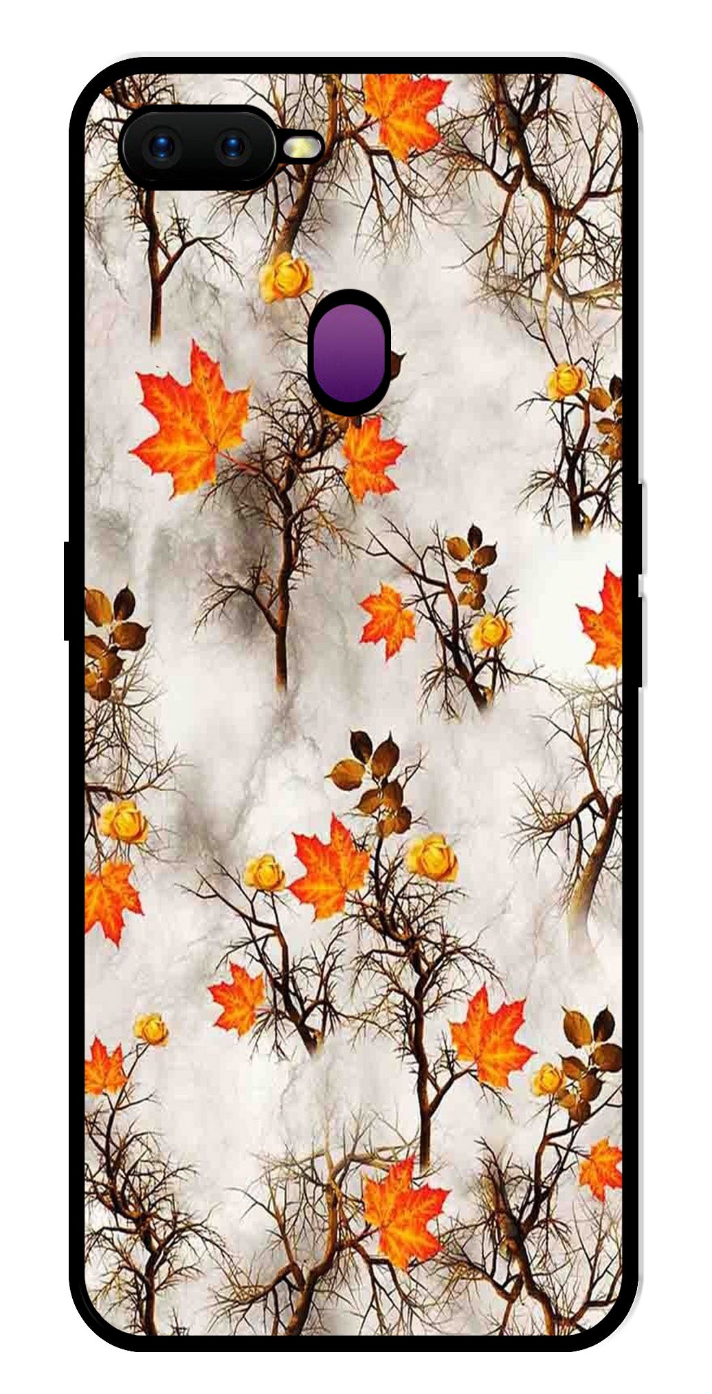 Autumn leaves Metal Mobile Case for Oppo F9 (Design No -55)