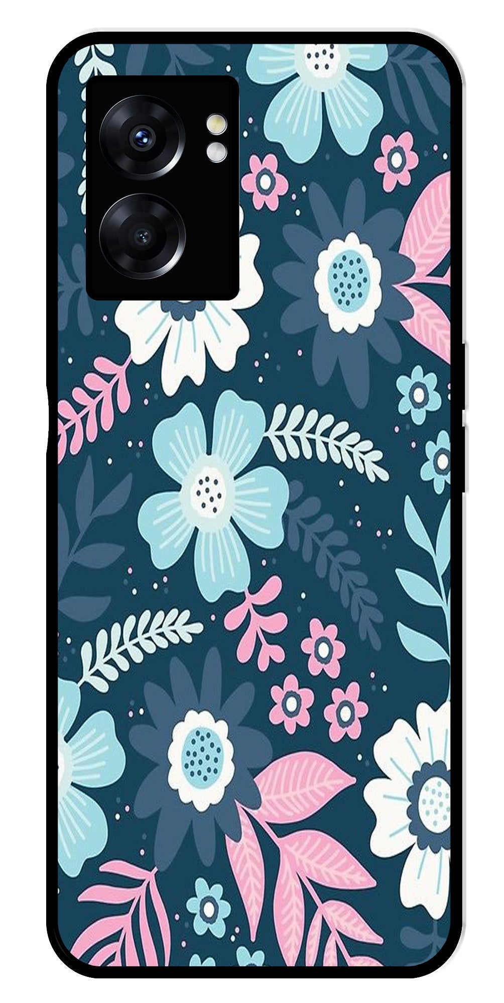 Flower Leaves Design Metal Mobile Case for Oppo K10 5G Flower Leaves Design Metal Mobile Case for Oppo K10 5G (Design No -50)