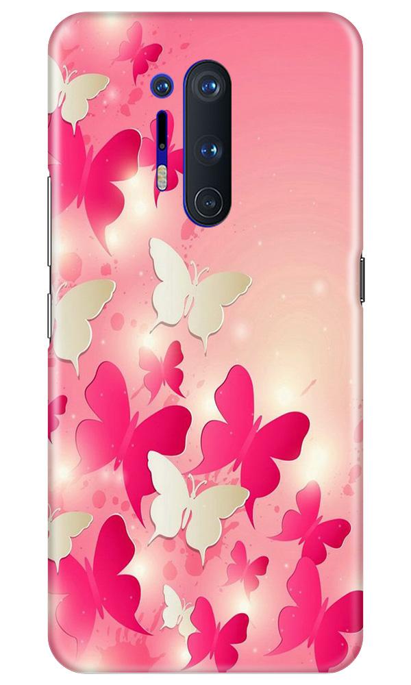 White Pick Butterflies Mobile Back Case for OnePlus 8 Pro (Design - 28) White Pick Butterflies Case for OnePlus 8 Pro