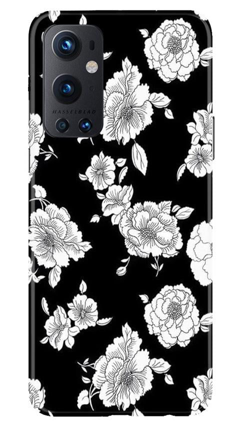 White flowers Black Background Mobile Back Case for OnePlus 9 Pro (Design - 9) White flowers Black Background Case for OnePlus 9 Pro