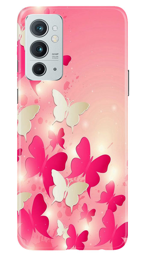 White Pick Butterflies Mobile Back Case for OnePlus 9RT 5G (Design - 28) White Pick Butterflies Case for OnePlus 9RT 5G