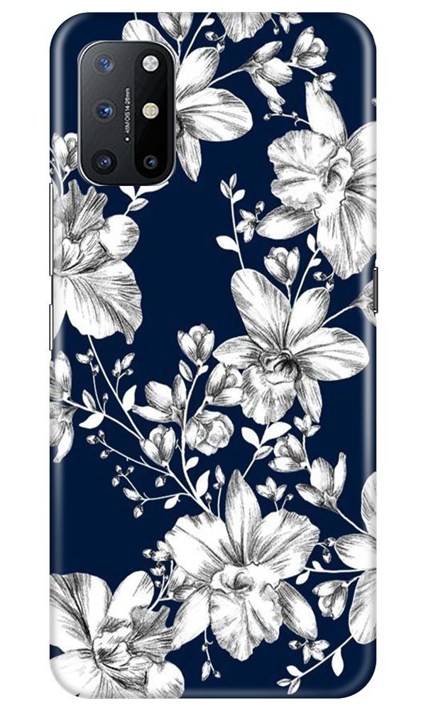 White flowers Blue Background Mobile Back Case for OnePlus 8T (Design - 14) White flowers Blue Background Case for OnePlus 8T