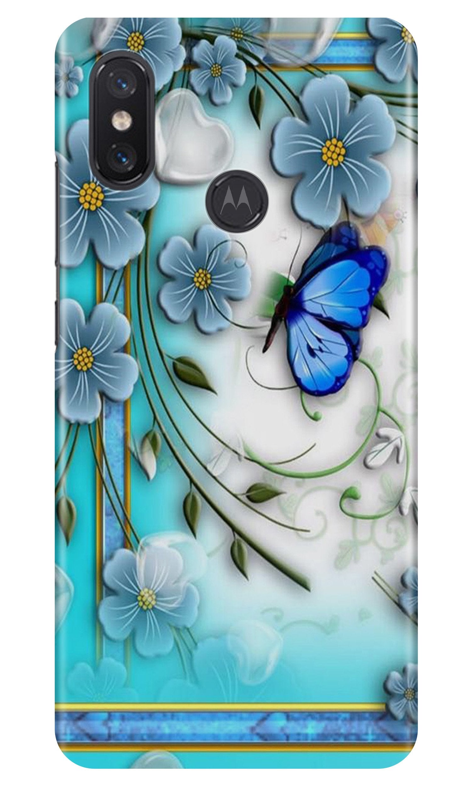Blue Butterfly Case for Moto One Power Blue Butterfly Case for Moto One Power