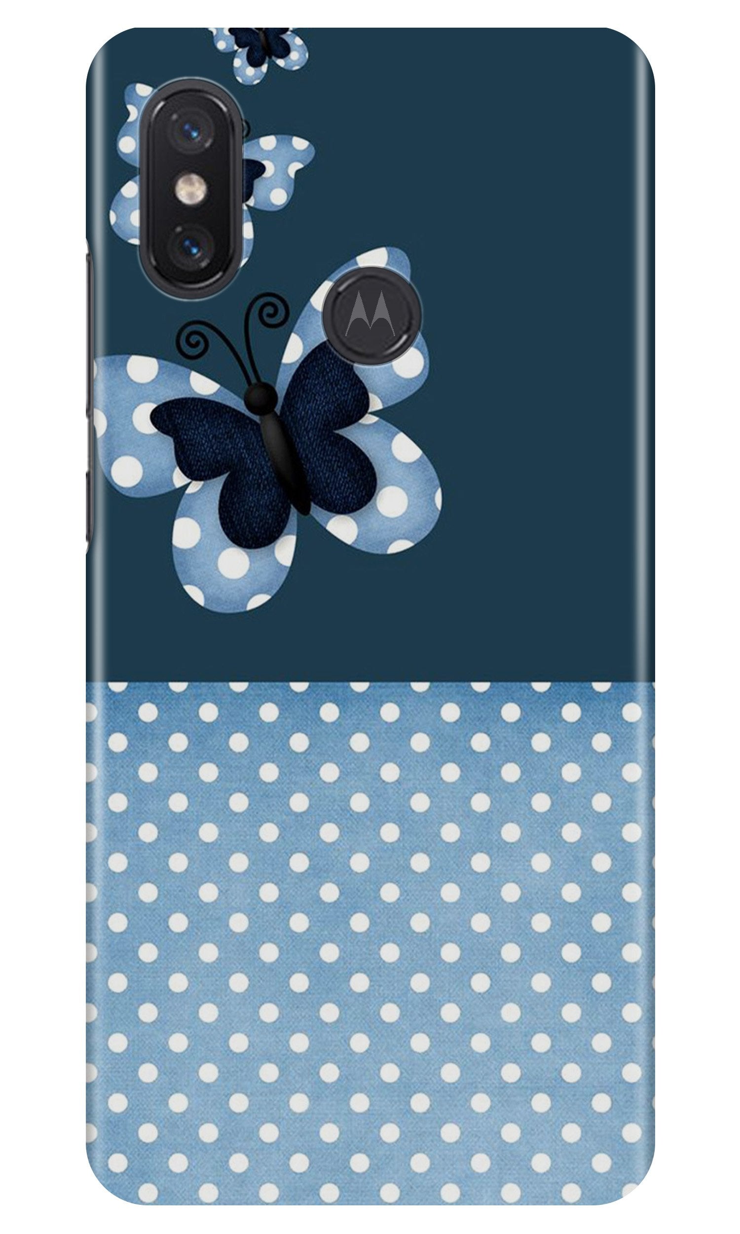 White dots Butterfly Case for Moto One Power White dots Butterfly Case for Moto One Power