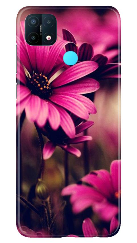 Purple Daisy Mobile Back Case for Oppo A15 (Design - 65) Purple Daisy Case for Oppo A15