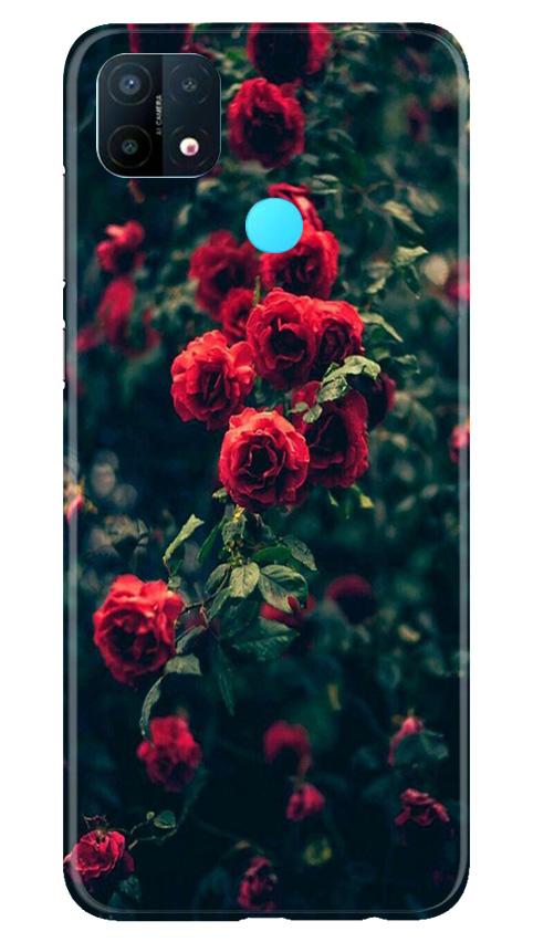 Red Rose Mobile Back Case for Oppo A15 (Design - 66) Red Rose Case for Oppo A15