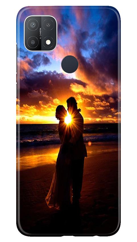 Couple Sea shore Mobile Back Case for Oppo A15s (Design - 13) Couple Sea shore Case for Oppo A15s