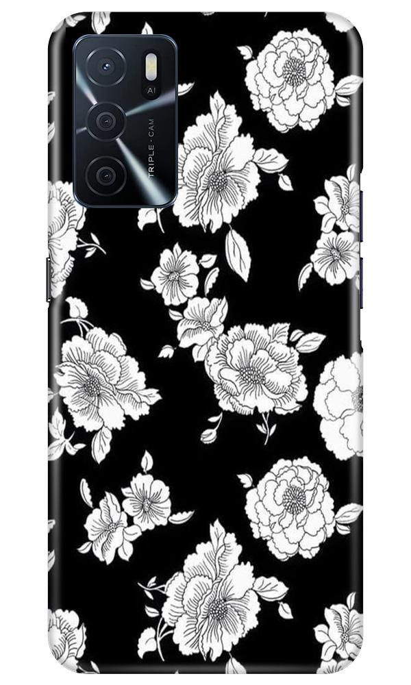 White flowers Black Background Mobile Back Case for Oppo A16 (Design - 9) White flowers Black Background Case for Oppo A16