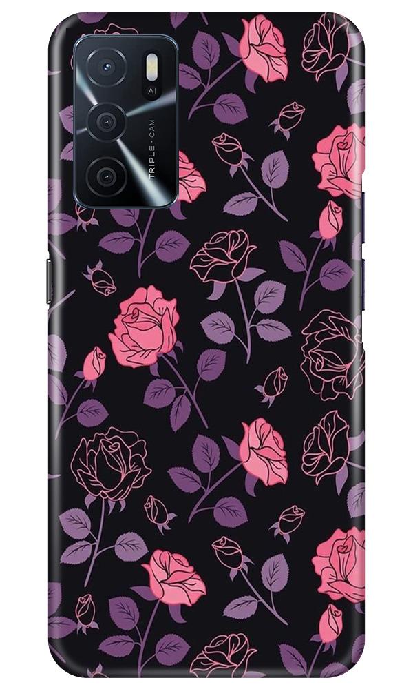 Rose Black Background Mobile Back Case for Oppo A16 (Design - 27) Rose Black Background Case for Oppo A16
