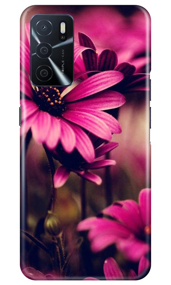 Purple Daisy Mobile Back Case for Oppo A16 (Design - 65) Purple Daisy Case for Oppo A16