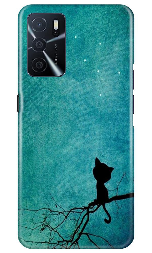 Moon cat Mobile Back Case for Oppo A16 (Design - 70) Moon cat Case for Oppo A16