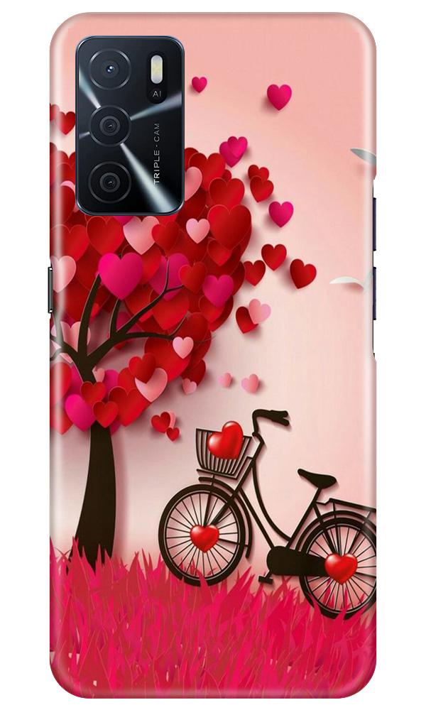 Red Heart Cycle Mobile Back Case for Oppo A16 (Design - 222) Red Heart Cycle Case for Oppo A16 (Design No. 222)