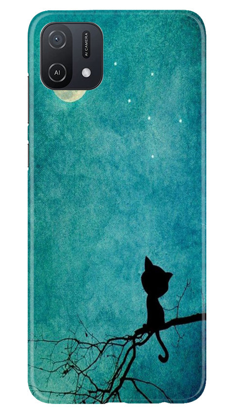 Moon cat Mobile Back Case for Oppo A16K (Design - 70) Moon cat Case for Oppo A16K