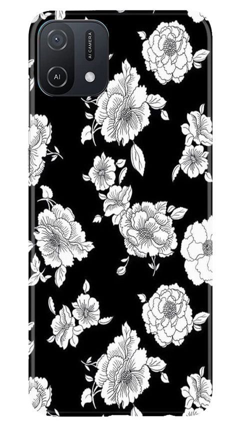 White flowers Black Background Mobile Back Case for Oppo A16e (Design - 9) White flowers Black Background Case for Oppo A16e